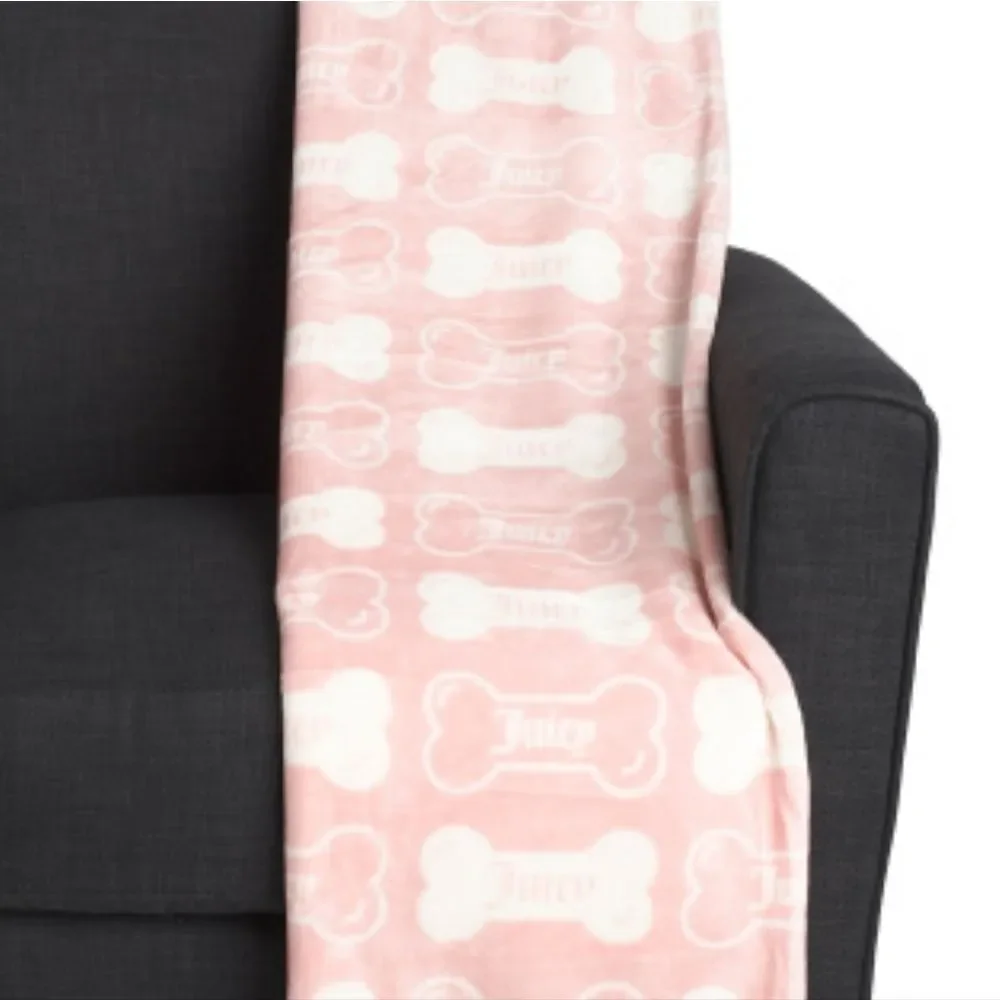 Juicy Couture Signature Logo Bones Plush Pet‎ Throw Blanket